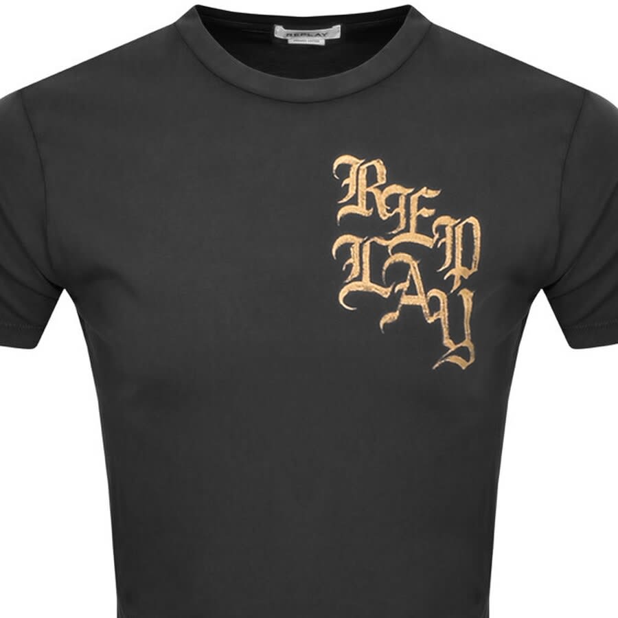 Alternative Image for ProductReplay Logo Crew Neck T Shirt Black2