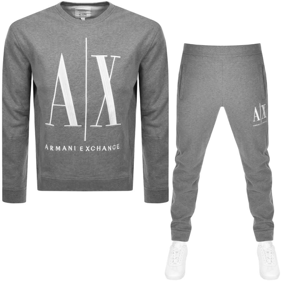 Armani Exchange Crew Neck Logo Tracksuit Grey | Mainline Menswear United  States