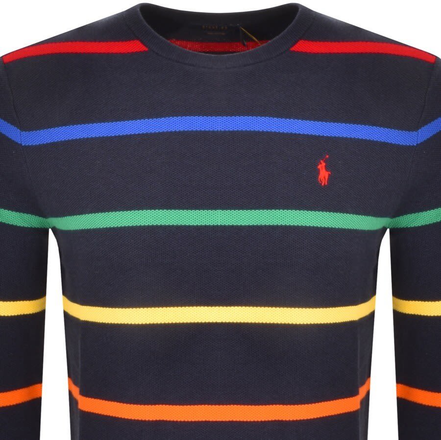 Alternative Image for ProductRalph Lauren Stripe Crew Neck Knit Jumper Navy2