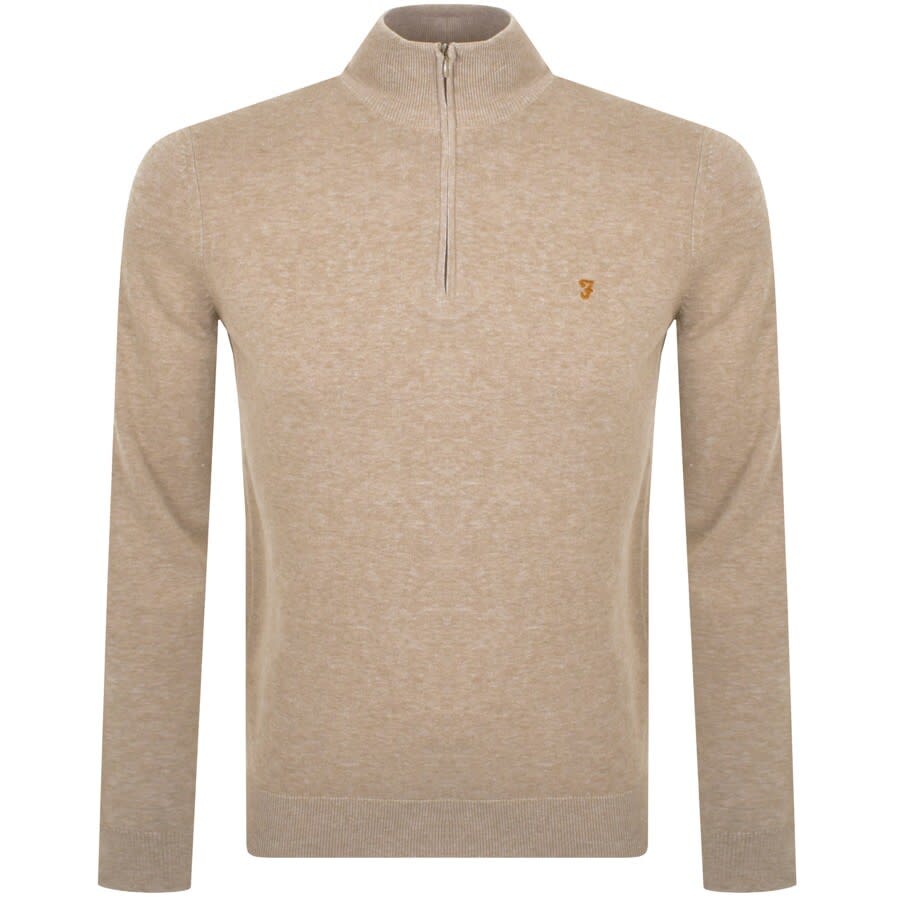 Alternative Image for ProductFarah Vintage Redchurch Half Zip Knit Jumper Beige1