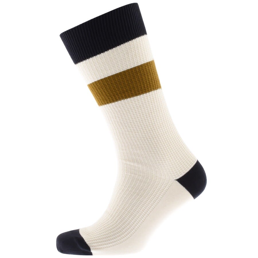 Alternative Image for ProductFred Perry Logo Waffle Stripe Socks Cream2