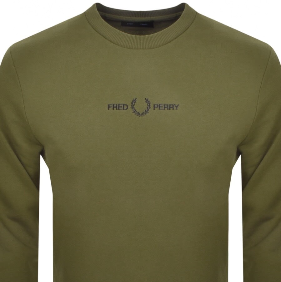Alternative Image for ProductFred Perry Crew Neck Embroidered Sweatshirt Green2
