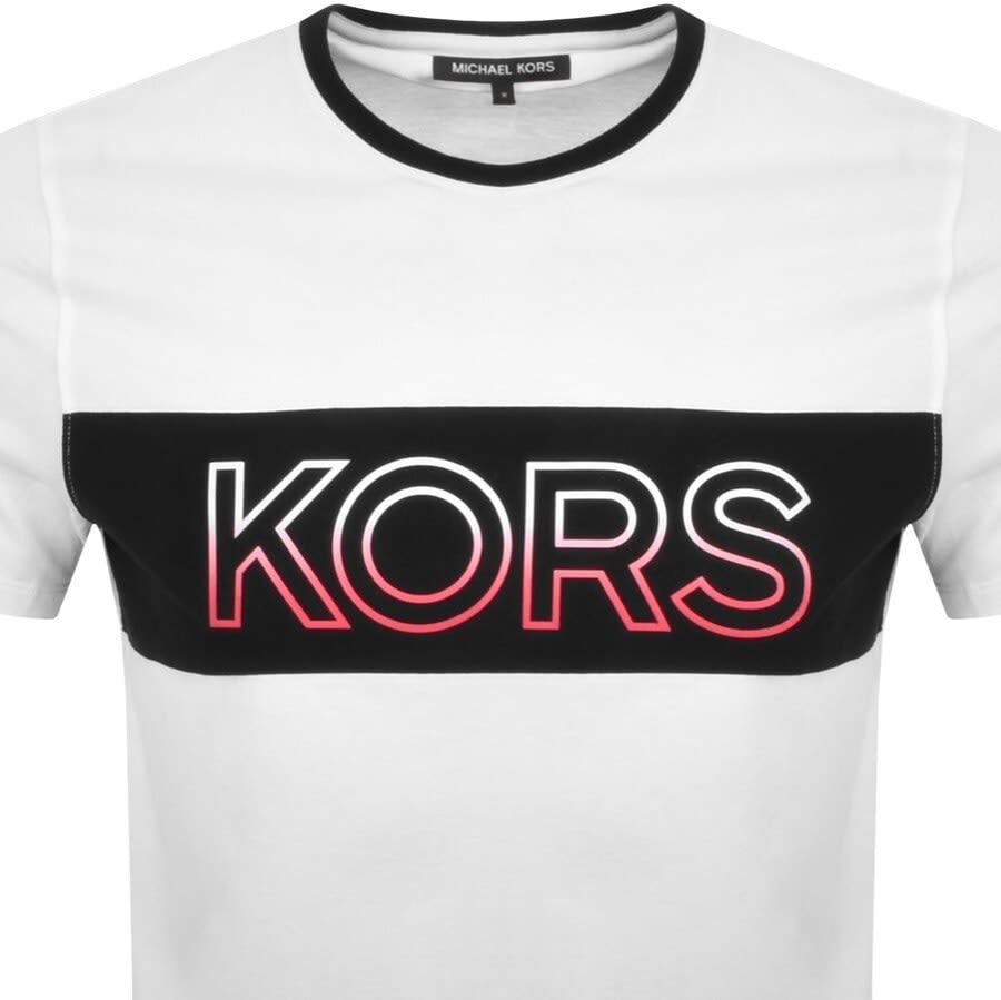 Alternative Image for ProductMichael Kors Short Sleeve Stripe Logo T Shirt Whit2