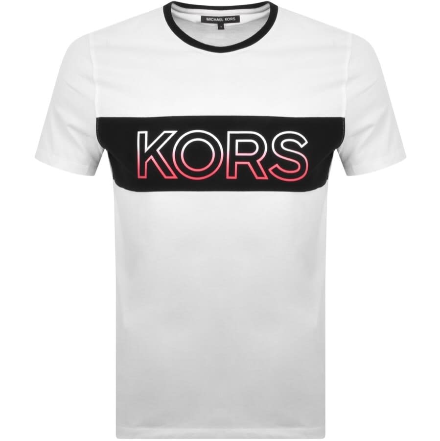 Alternative Image for ProductMichael Kors Short Sleeve Stripe Logo T Shirt Whit1