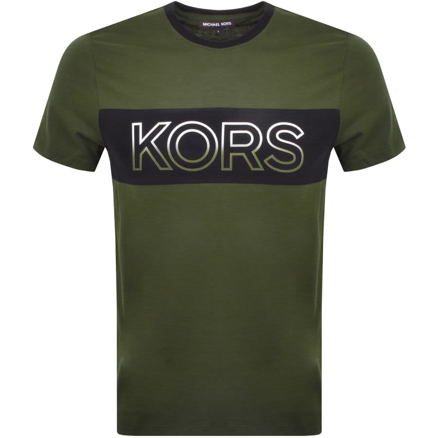 Alternative Image for ProductMichael Kors Short Sleeve Stripe Logo T Shirt Khak1