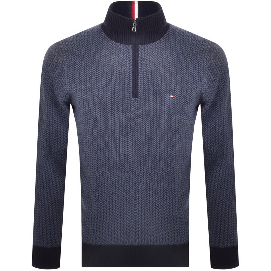 Alternative Image for ProductTommy Hilfiger Half Zip Herringbone Jumper Blue1