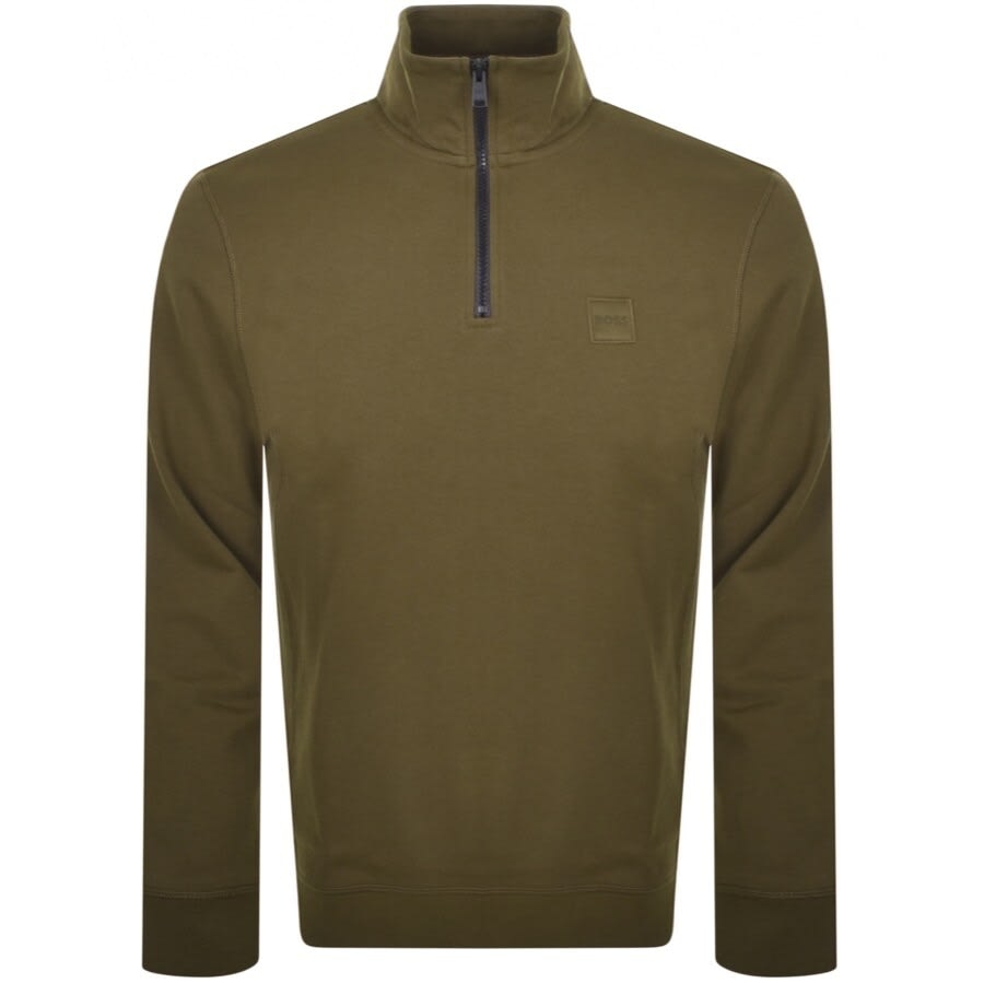 BOSS Zetrust Half Zip Sweatshirt Green | Mainline Menswear