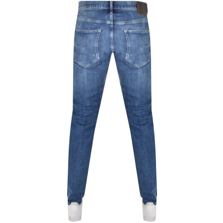 Alternative Image for ProductG Star Raw Mid Wash Triple A Straight Jeans Blue2