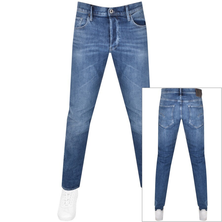 Alternative Image for ProductG Star Raw Mid Wash Triple A Straight Jeans Blue1