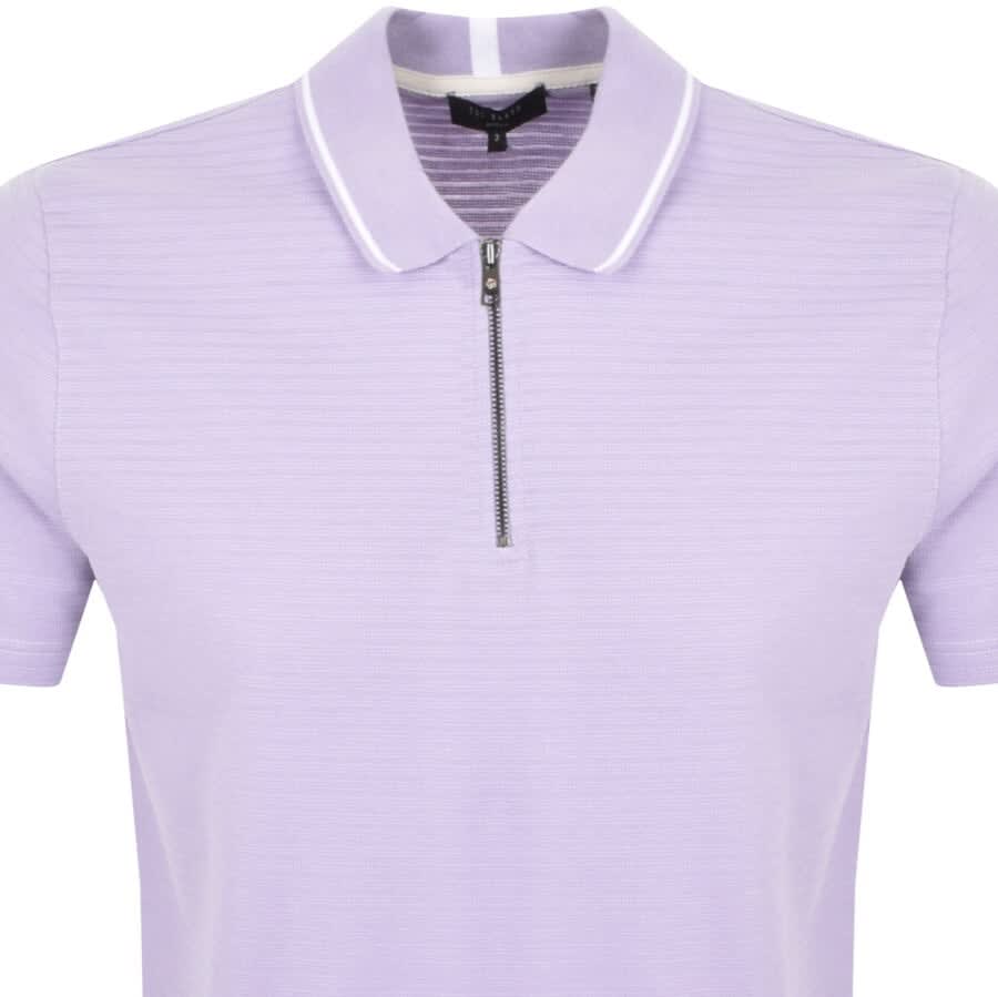 Alternative Image for ProductTed Baker Textured Zip Polo T Shirt Purple2