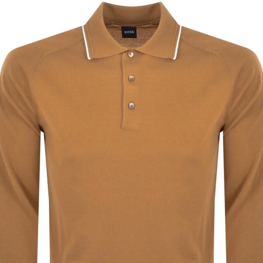 Alternative Image for ProductBOSS Ebruno Long Sleeved Polo T Shirt Brown2