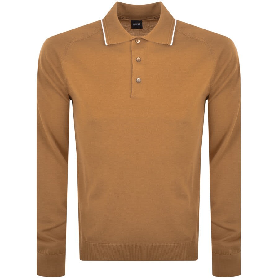Alternative Image for ProductBOSS Ebruno Long Sleeved Polo T Shirt Brown1