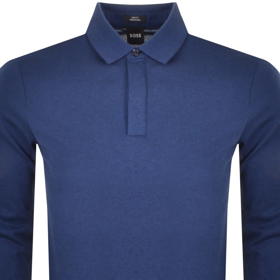 Alternative Image for ProductBOSS Pleins Long Sleeved Polo T Shirt Blue2