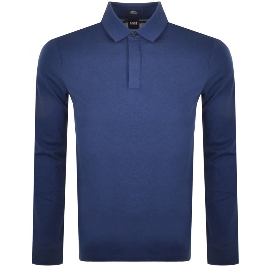 Alternative Image for ProductBOSS Pleins Long Sleeved Polo T Shirt Blue1