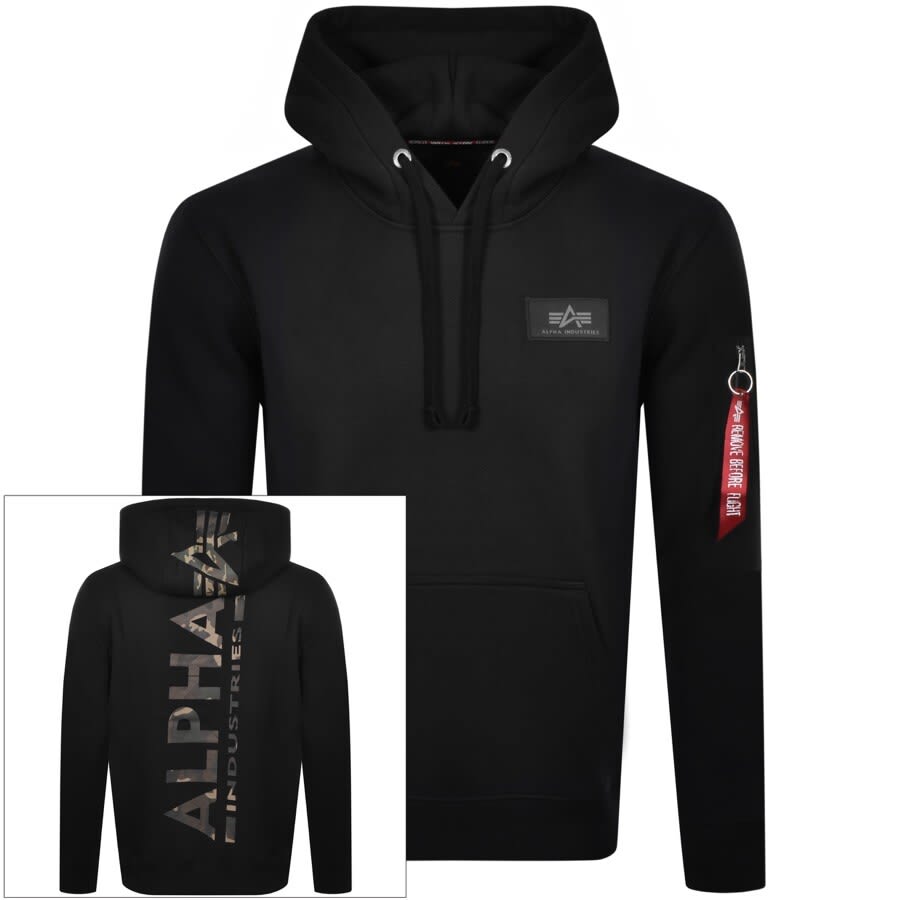 Alternative Image for ProductAlpha Industries Camouflage Print Hoodie Black1