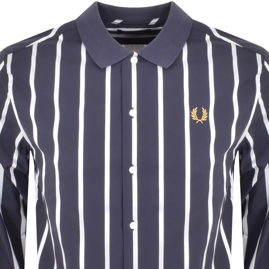 Alternative Image for ProductFred Perry Long Sleeve Stripe Polo Shirt Navy2