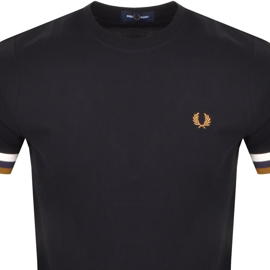 Alternative Image for ProductFred Perry Striped Cuff T Shirt Black2