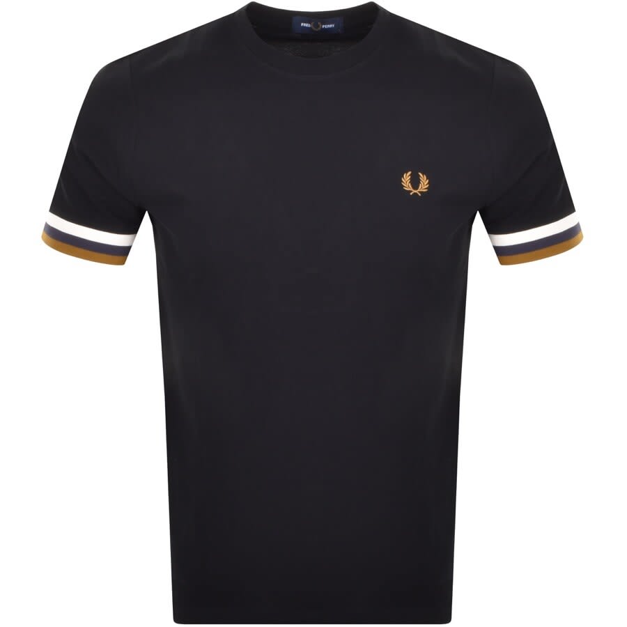 Alternative Image for ProductFred Perry Striped Cuff T Shirt Black1