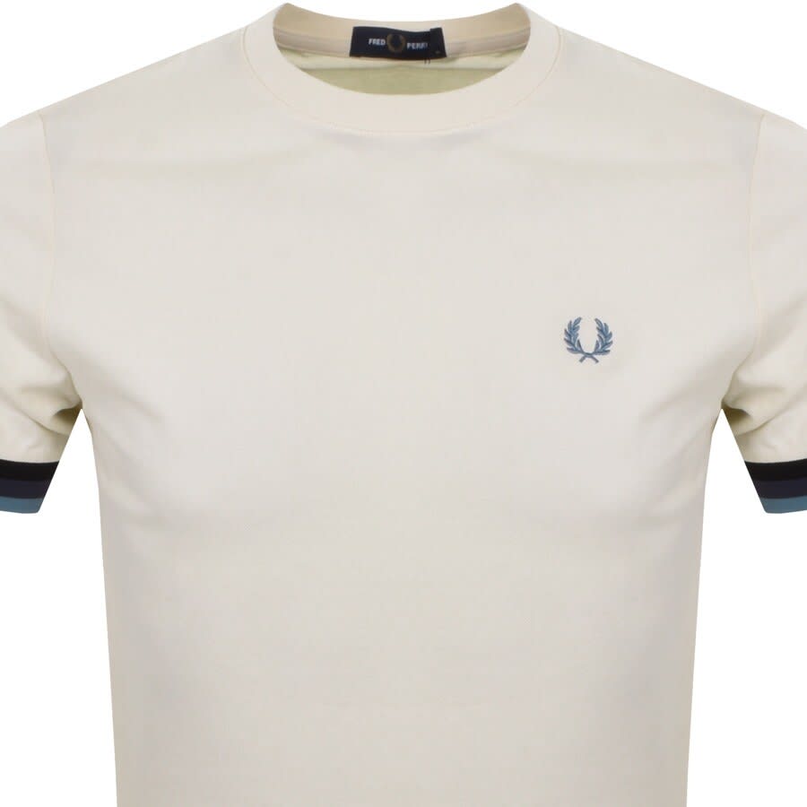 Alternative Image for ProductFred Perry Striped Cuff T Shirt Cream2