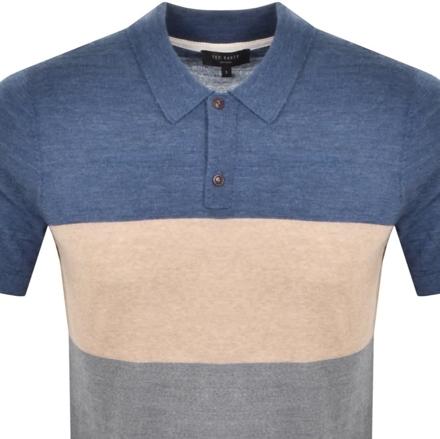 Alternative Image for ProductTed Baker Striped Knit Polo T Shirt Blue2