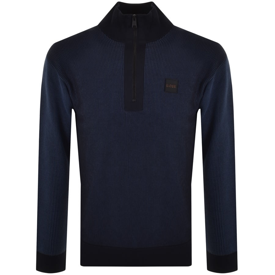 Alternative Image for ProductBOSS Artrudo Half Zip Knit Jumper Navy1