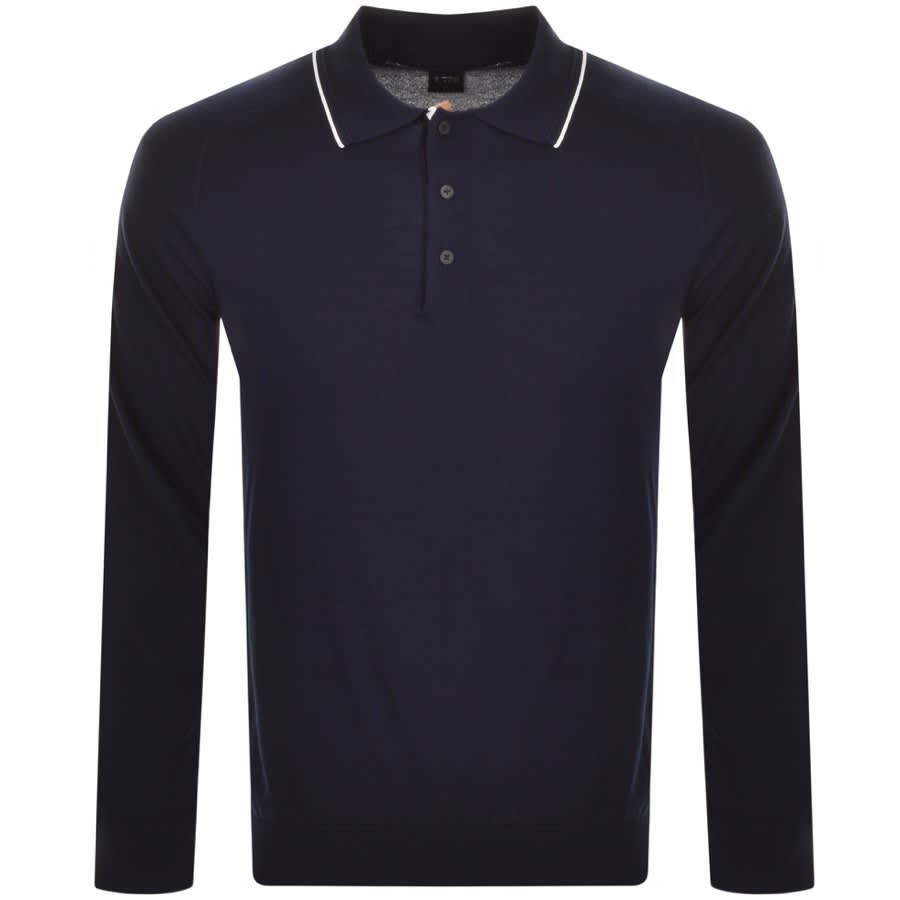 Alternative Image for ProductBOSS Ebruno Long Sleeved Polo T Shirt Navy1
