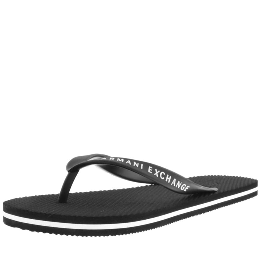 Alternative Image for ProductArmani Exchange Logo Flip Flops Black2
