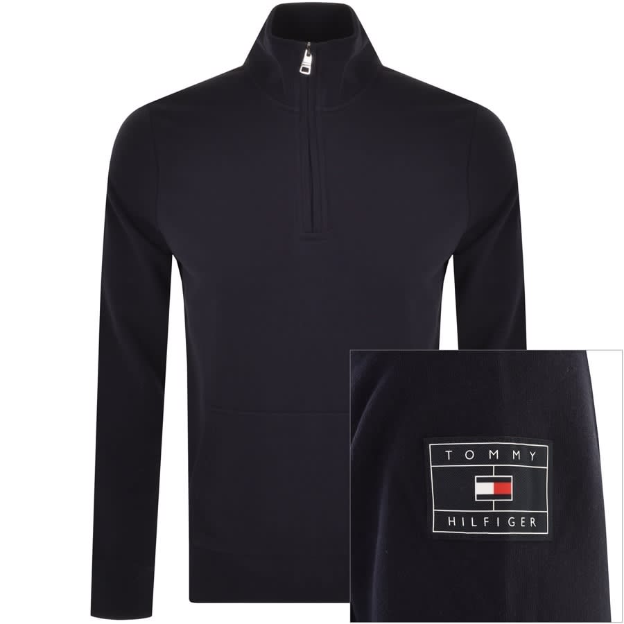 Alternative Image for ProductTommy Hilfiger Logo Half Zip Sweatshirt Navy1