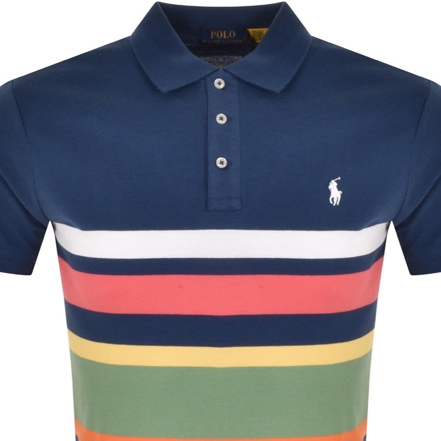 Alternative Image for ProductRalph Lauren Stripe Polo T Shirt Navy2