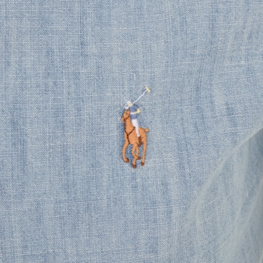 Alternative Image for ProductRalph Lauren Oxford Slim Short Sleeve Shirt Blue3