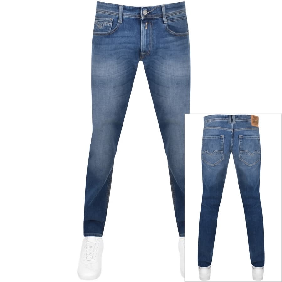Replay Comfort Fit Rocco Mid Wash Jeans Blue | Mainline Menswear Australia