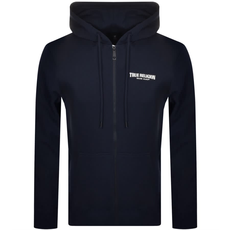True Religion Logo Zip Hoodie Navy | Mainline Menswear