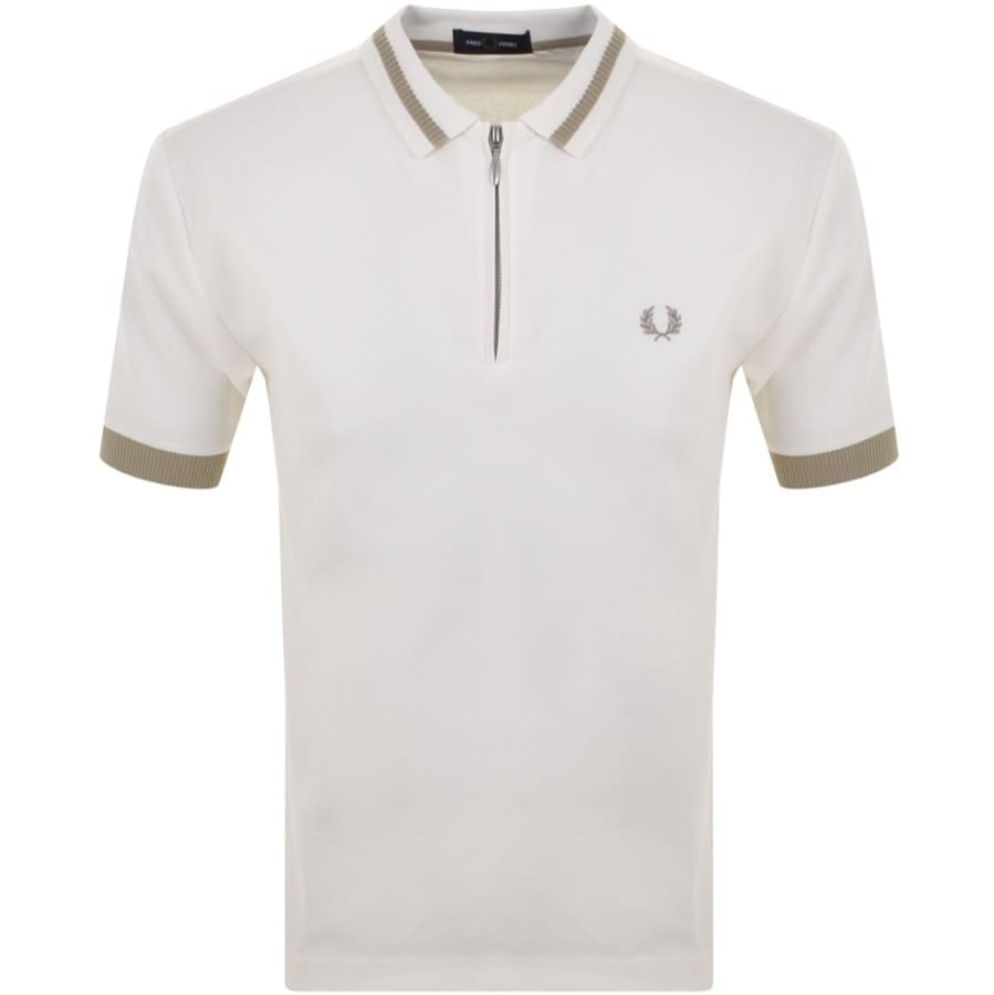 Fred Perry Zip Neck Polo T Shirt Cream 