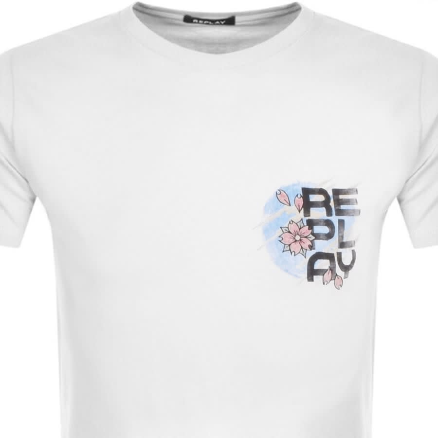 Alternative Image for ProductReplay Logo Crew Neck T Shirt White2