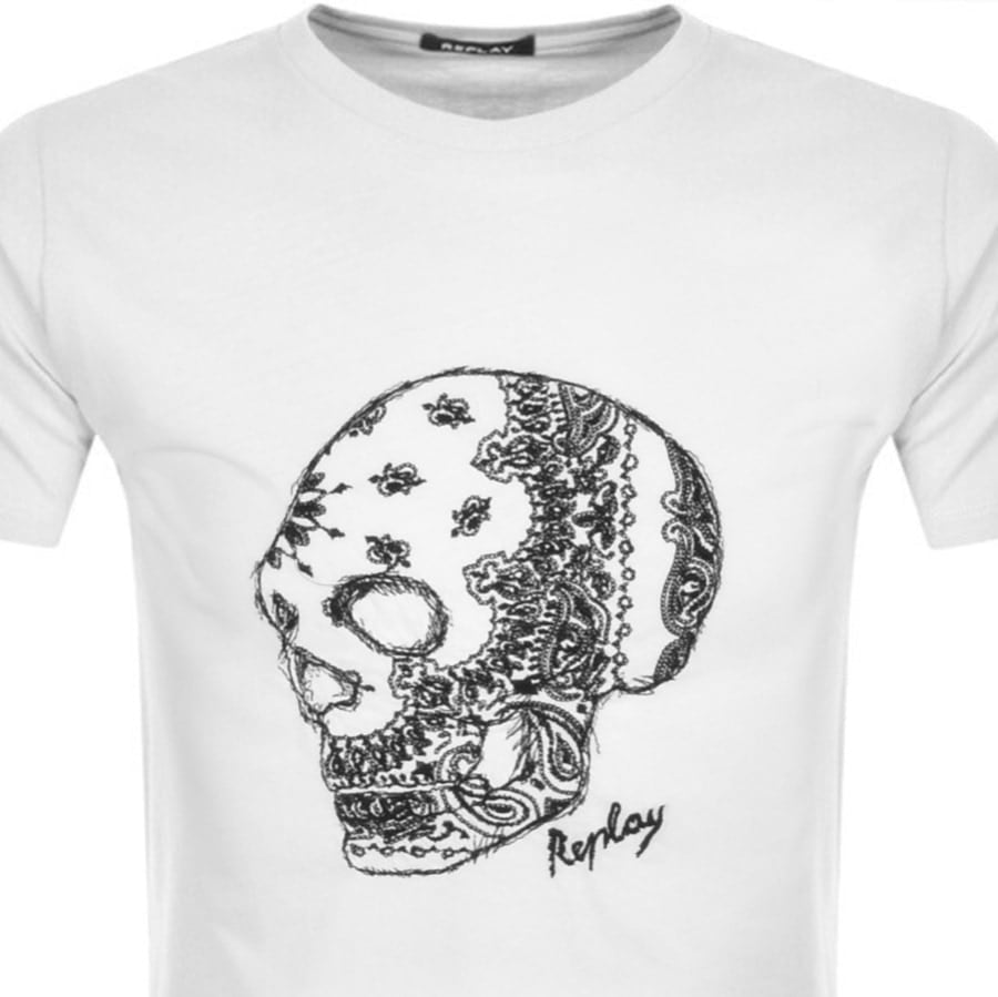 Alternative Image for ProductReplay Logo Crew Neck T Shirt White2