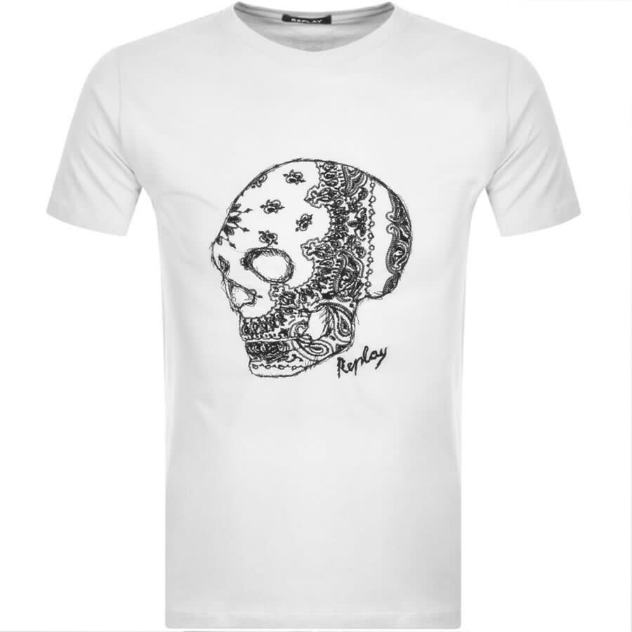Alternative Image for ProductReplay Logo Crew Neck T Shirt White1