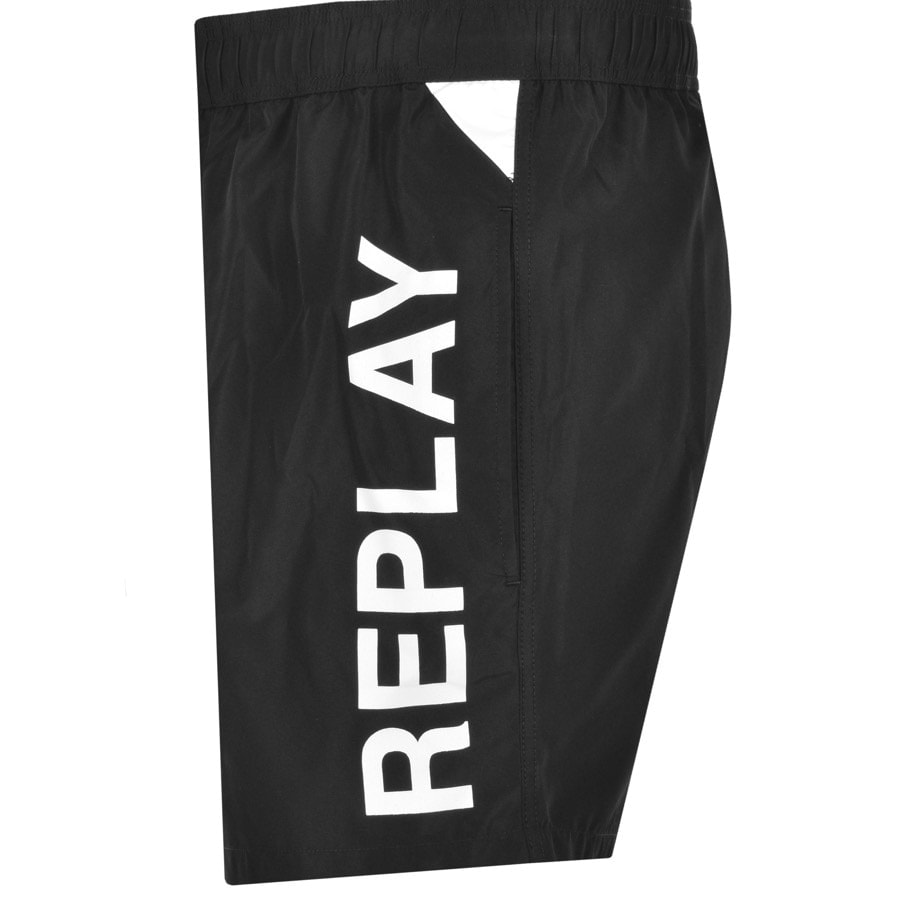 Alternative Image for ProductReplay Logo Swim Shorts Black3