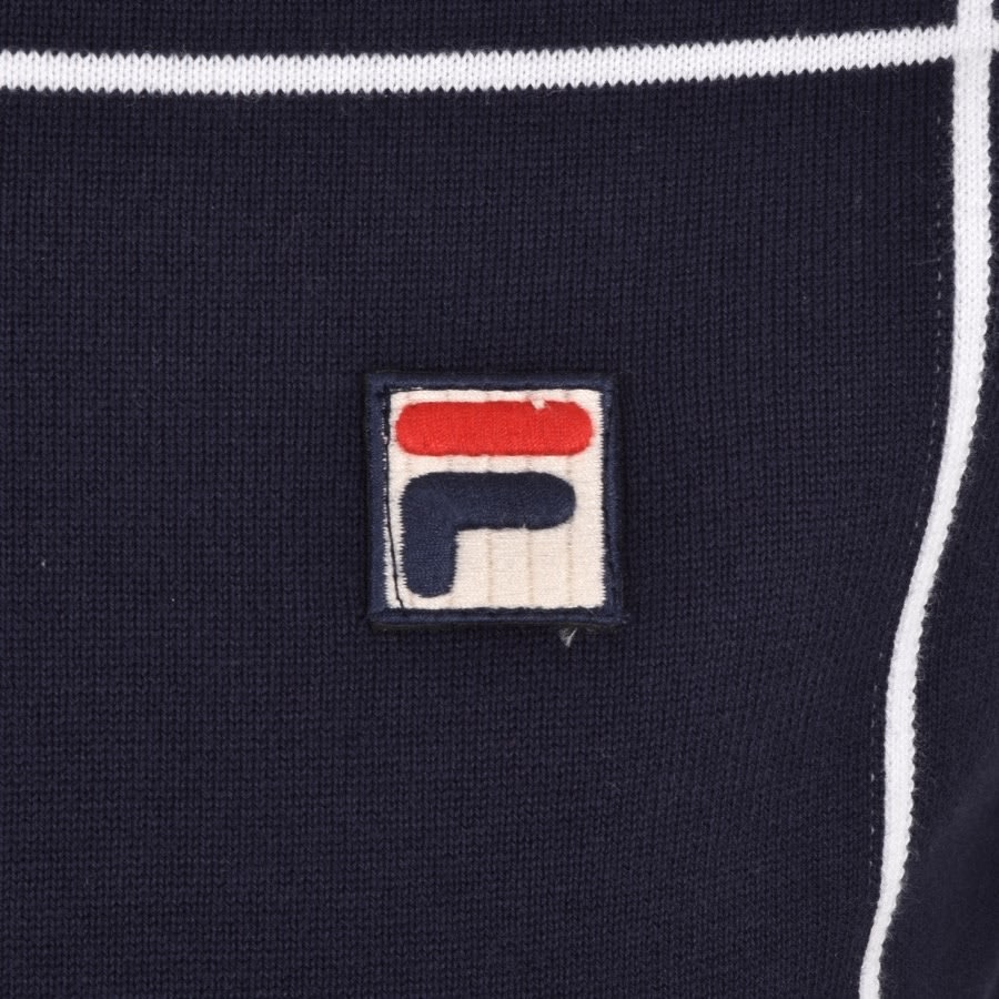 Alternative Image for ProductFila Vintage Long Sleeve Knitted Polo T Shirt Navy3