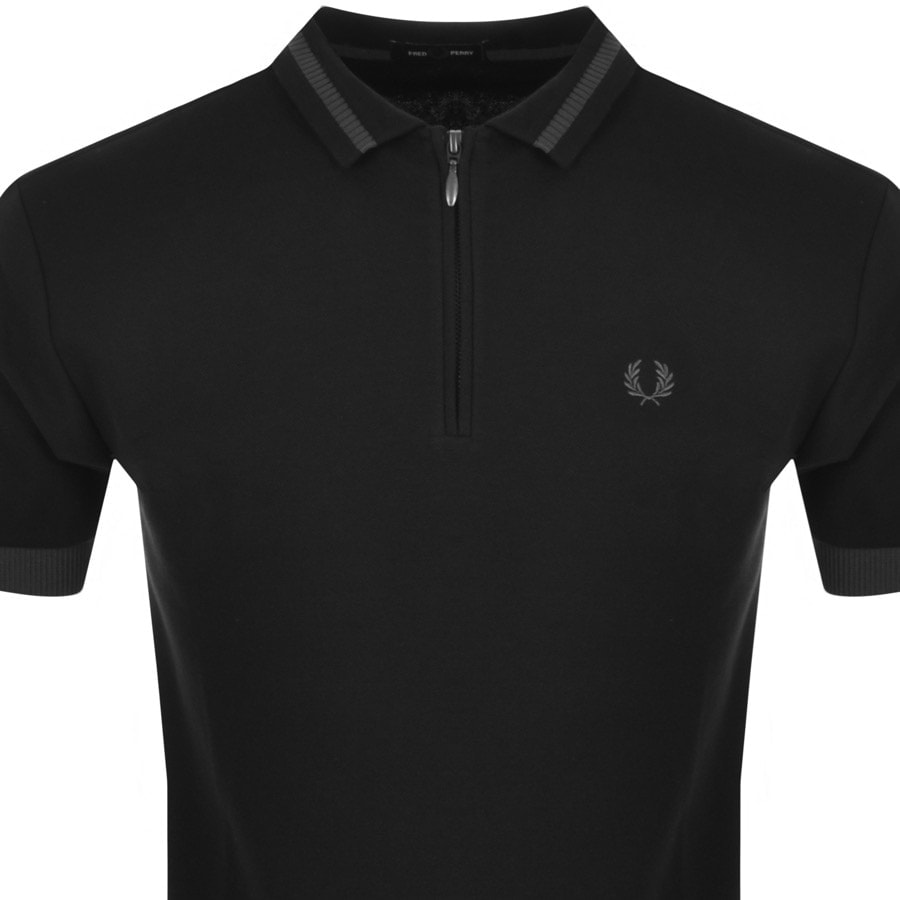 Alternative Image for ProductFred Perry Zip Neck Polo T Shirt Black2