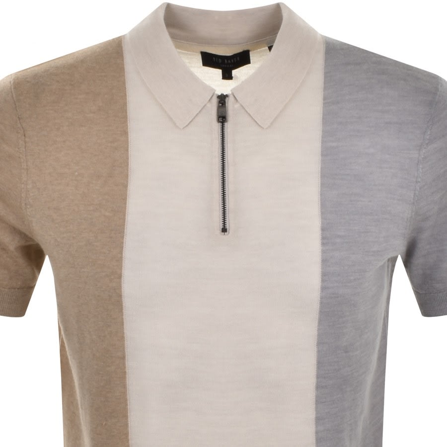 Alternative Image for ProductTed Baker Striped Knit Zip Polo T Shirt Grey2