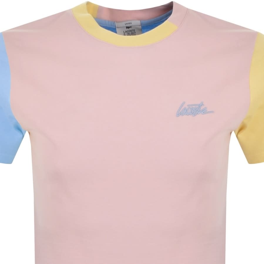 Alternative Image for ProductLacoste Live Crew Neck Colour Block T Shirt Pink2
