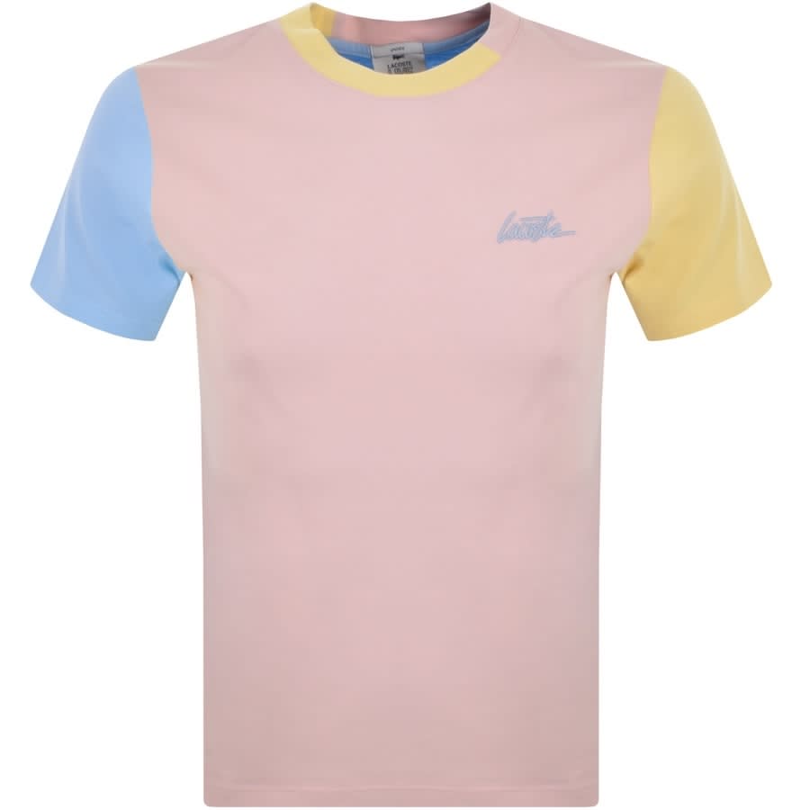 Alternative Image for ProductLacoste Live Crew Neck Colour Block T Shirt Pink1