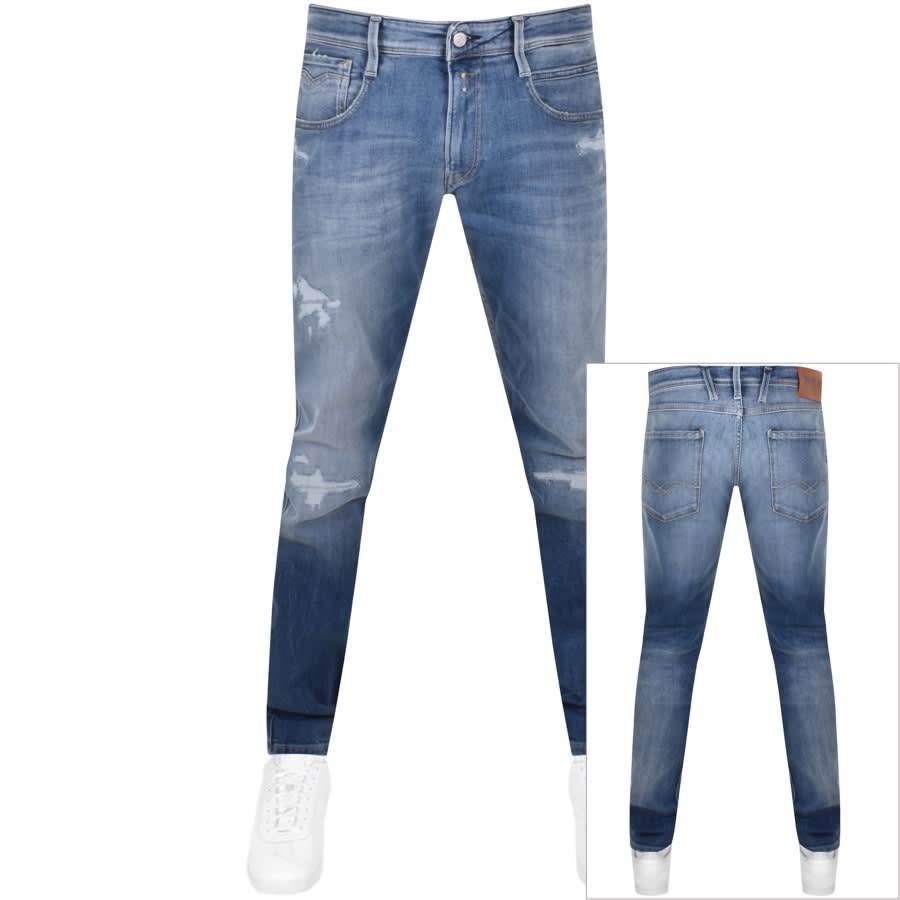 Replay Anbass 573 BIO Mid Wash Jeans Blue | Mainline Menswear Canada