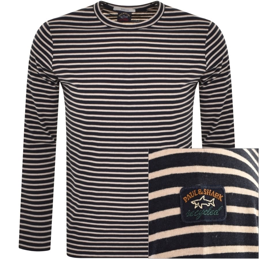 Alternative Image for ProductPaul And Shark Long Sleeve Stripe T Shirt Navy1