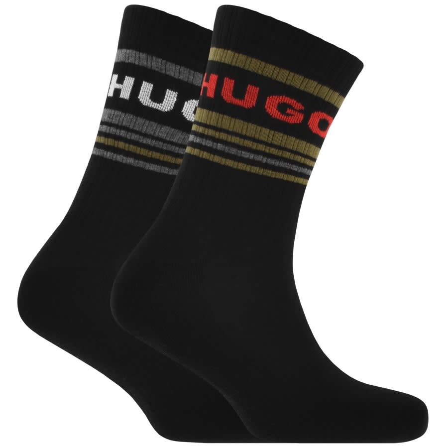 Alternative Image for ProductHUGO 2 Pack Logo Socks Black1