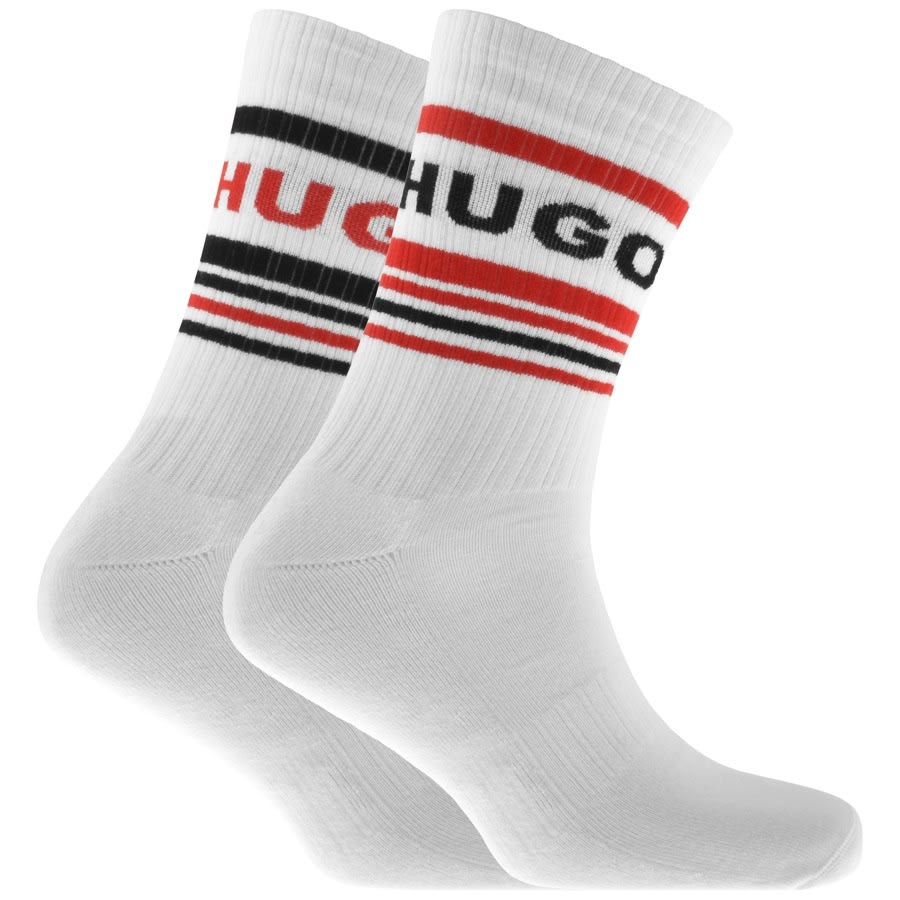 Alternative Image for ProductHUGO 2 Pack Logo Socks White1