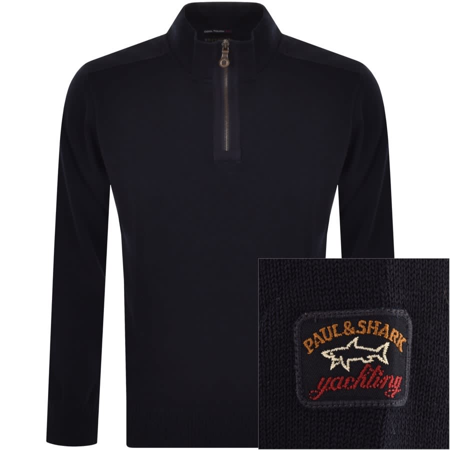 Alternative Image for ProductPaul And Shark Half Zip Knitted Jumper Navy1