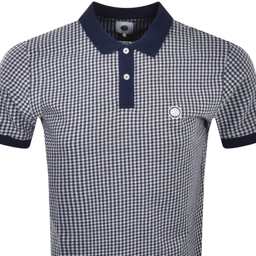 Alternative Image for ProductPretty Green Gingham Polo T Shirt Navy2