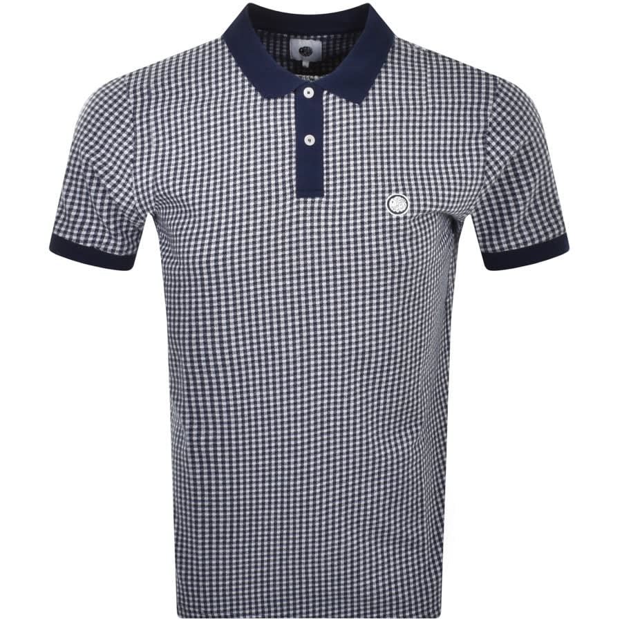 Alternative Image for ProductPretty Green Gingham Polo T Shirt Navy1
