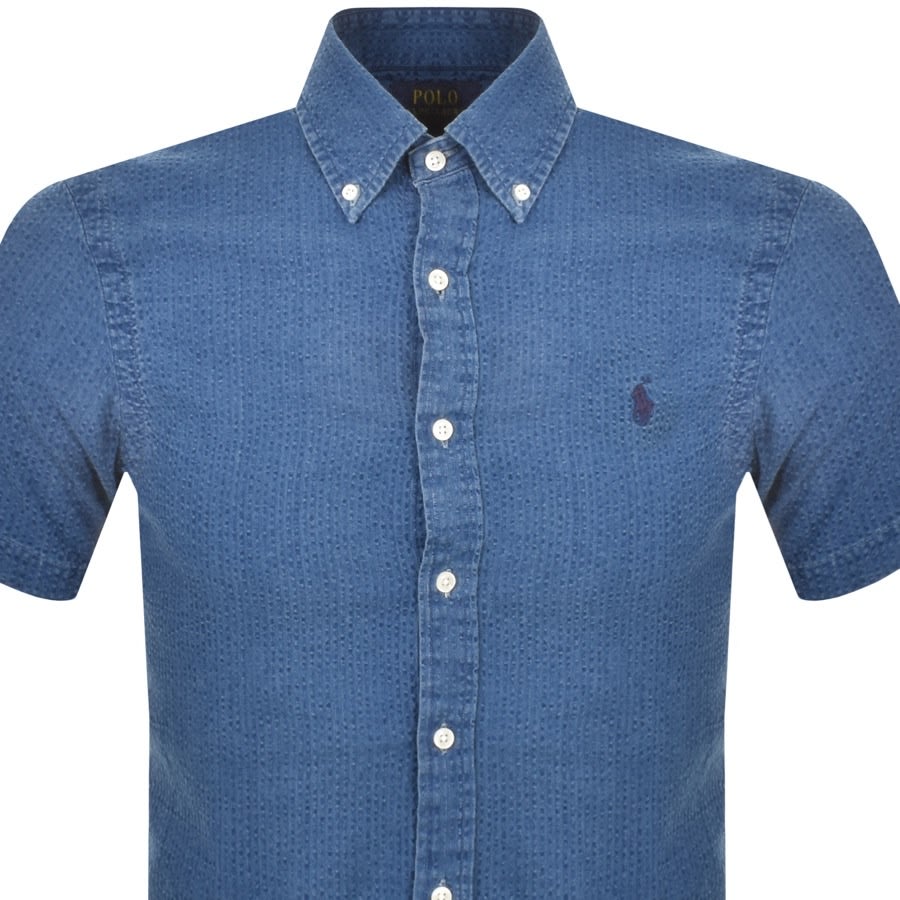 Alternative Image for ProductRalph Lauren Seersucker Short Sleeve Shirt Blue2